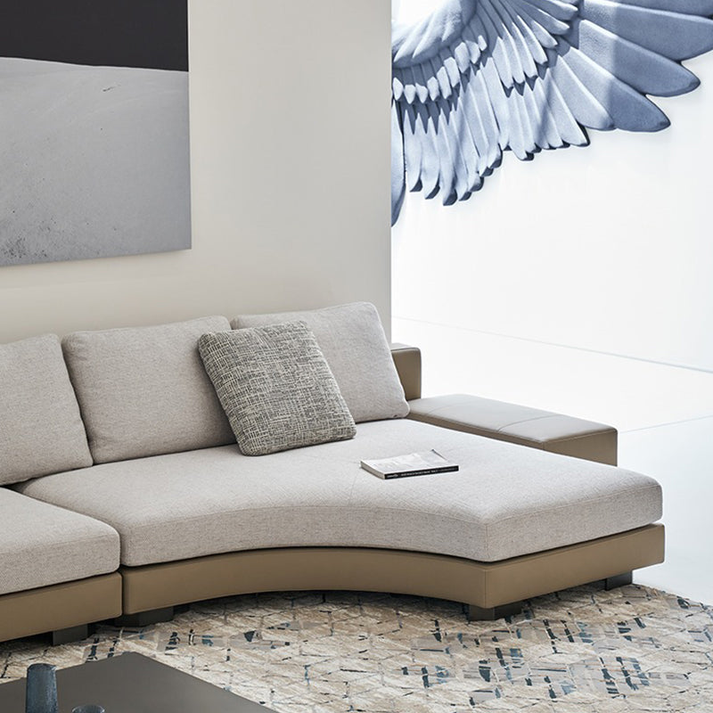 Arles Curved Gray Fabric Sectional-Gray