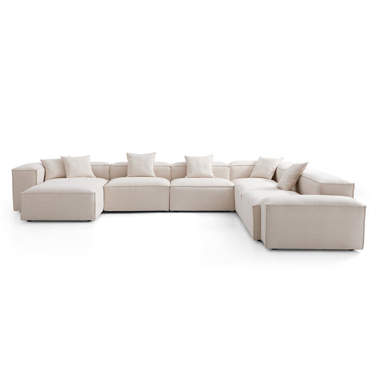 Freedom Modular Khaki U Shaped Sectional Sofa-Khaki-177.2"-Low