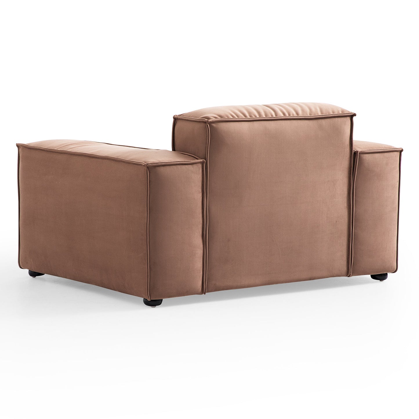 Luxury Minimalist Brown Fabric Sectional Set-Brown