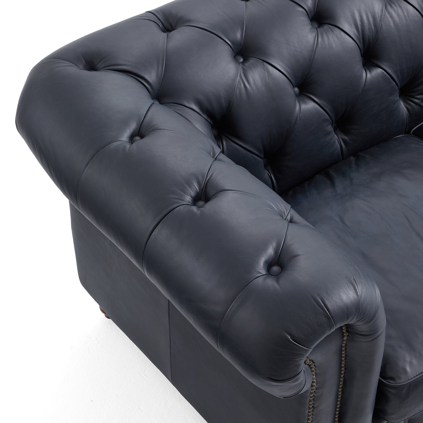 Durango Chesterfield Top Grain Leather Tufted Sofa-Black