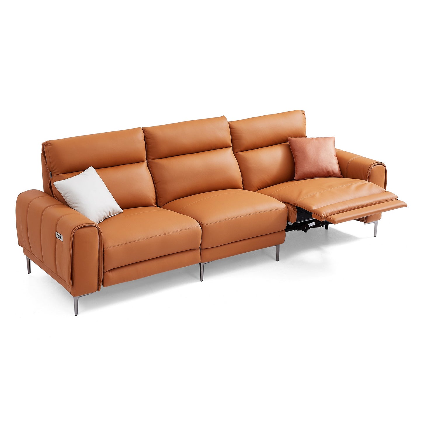 Louis Leather Power Recliner Sofa-Orange