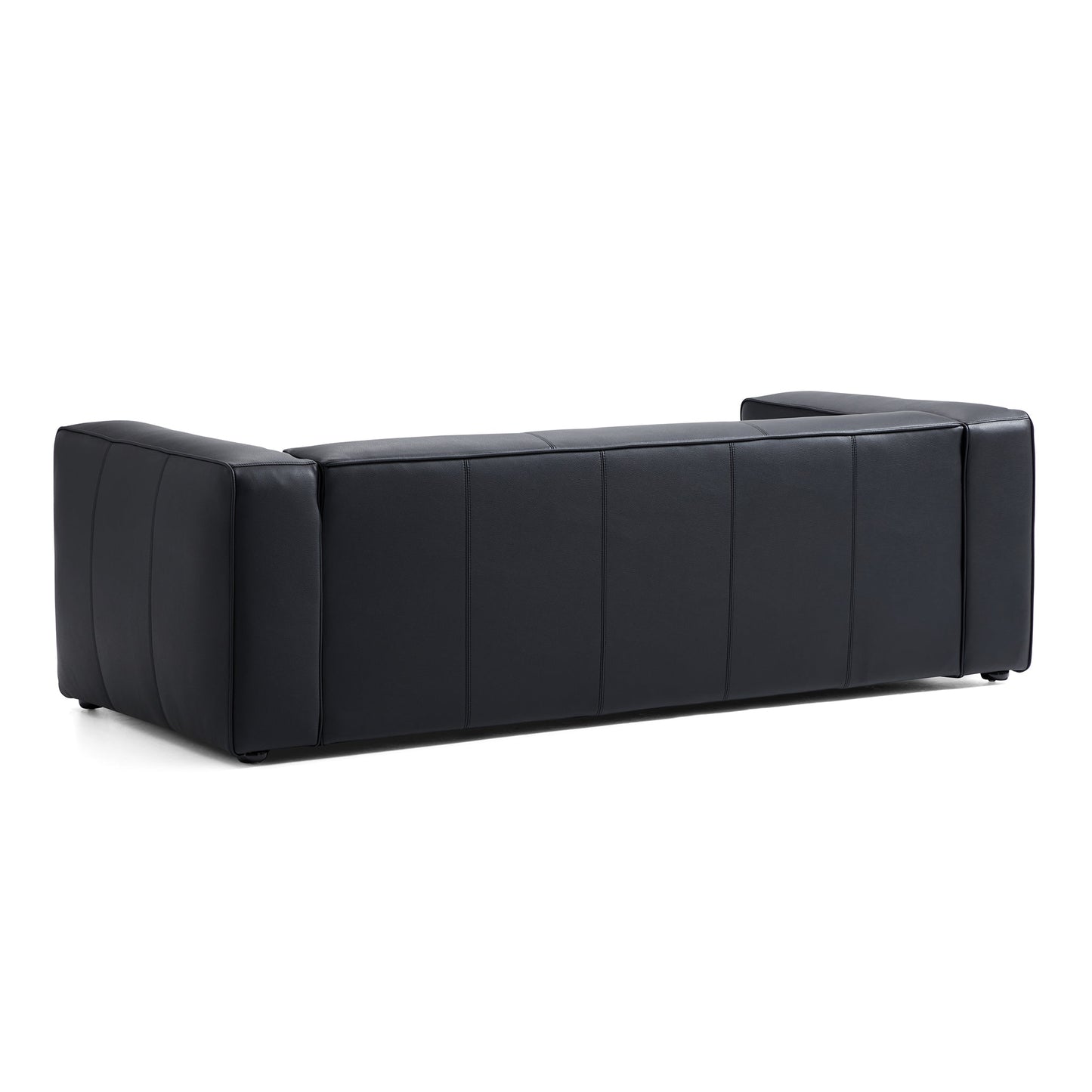 Brancaster Black Genuine Leather Tuxedo Sofa-Black
