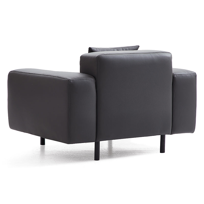 Noble Dark Gray Leather Armchair-Dark Gray