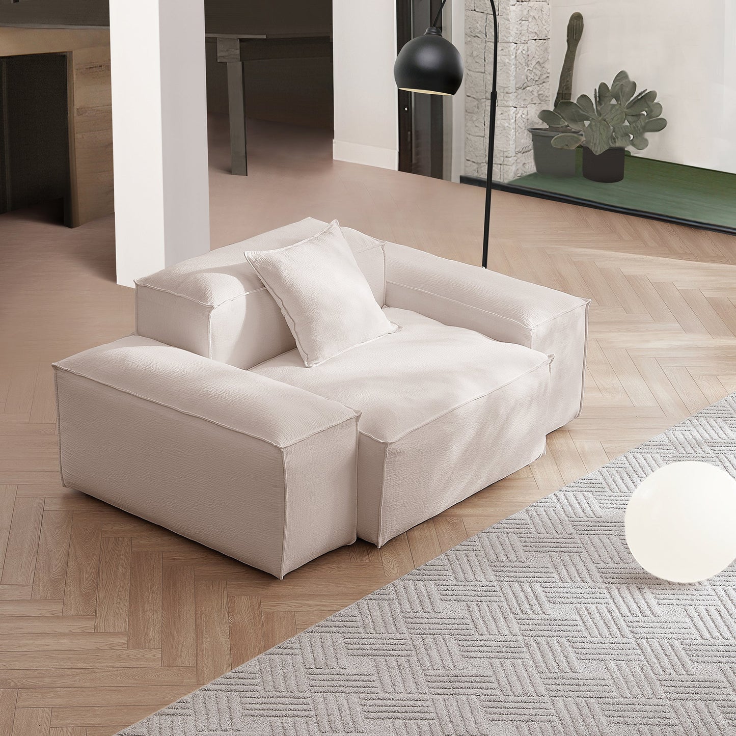 Freedom Modular White Accent Armchair-Khaki