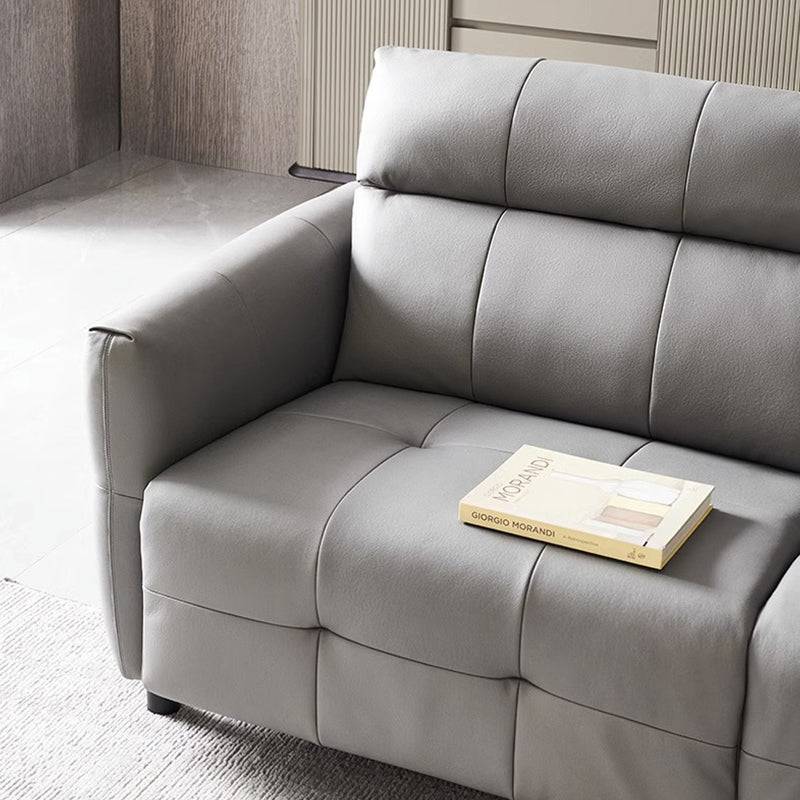 Lattice Charcoal Gray Leathaire Modular Recliner Sofa-Light Gray