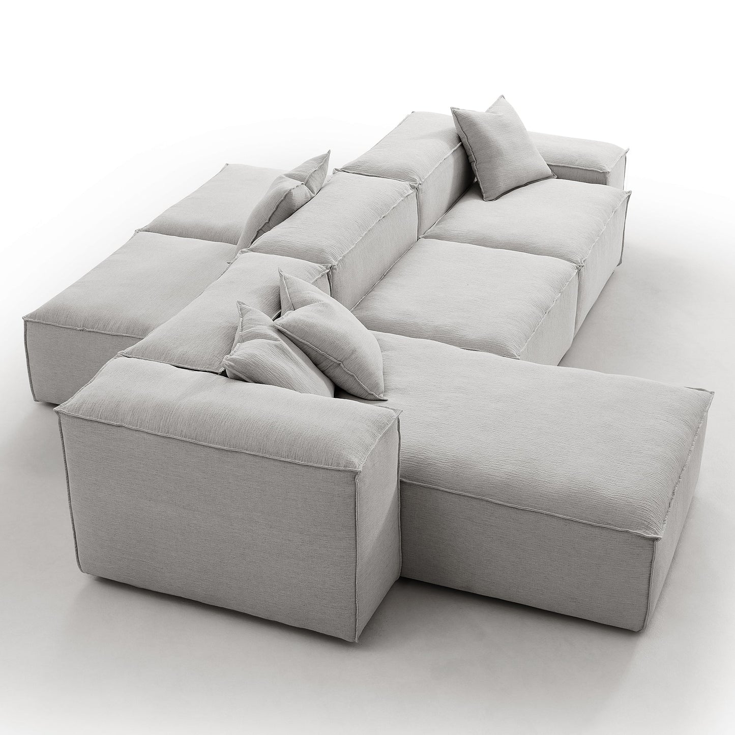 Freedom Modular White Double Sided Sectional Sofa-Gray-143.7″-Low & High