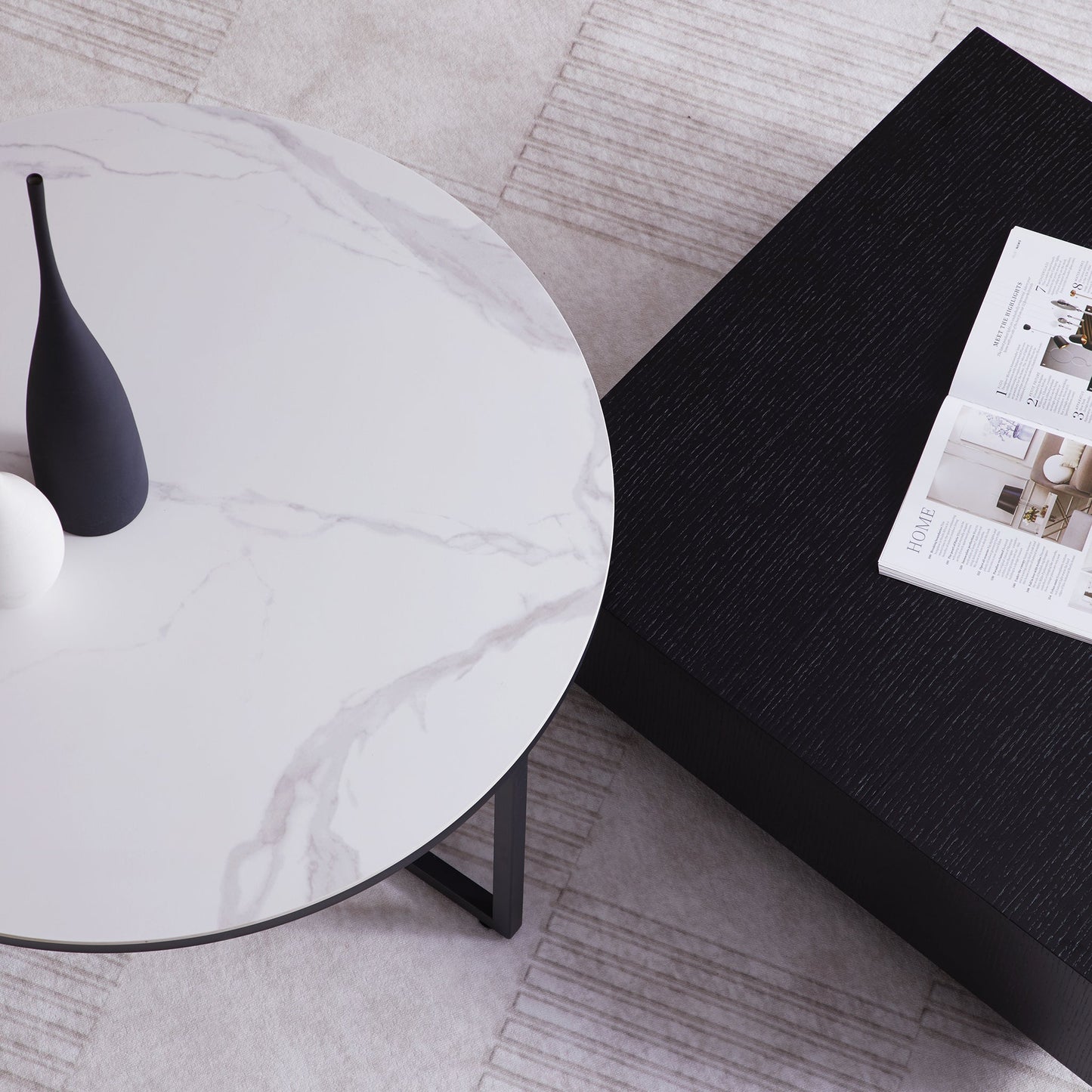 Clarence Round & Square Coffee Table Set-31.5″ & 27.6″
