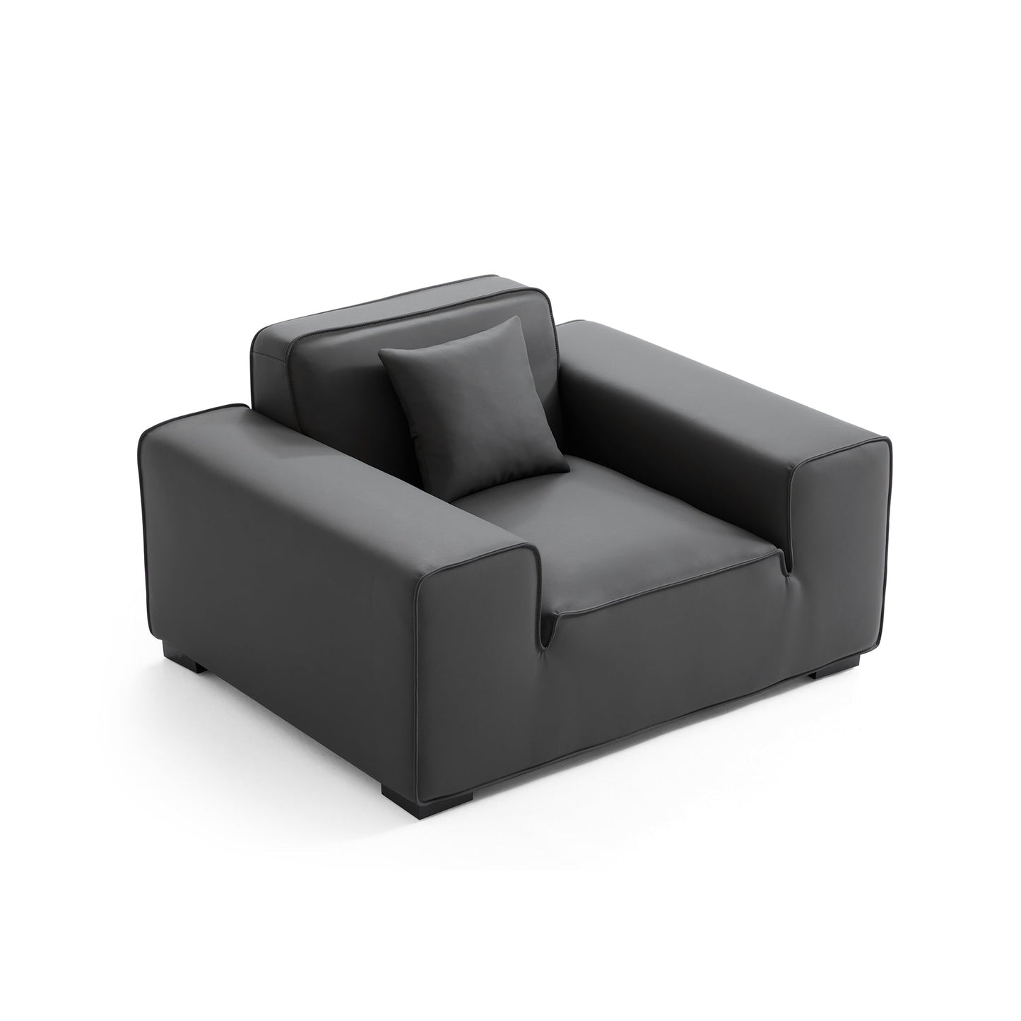 Domus Modular Beige Leather Armchair-Dark Gray