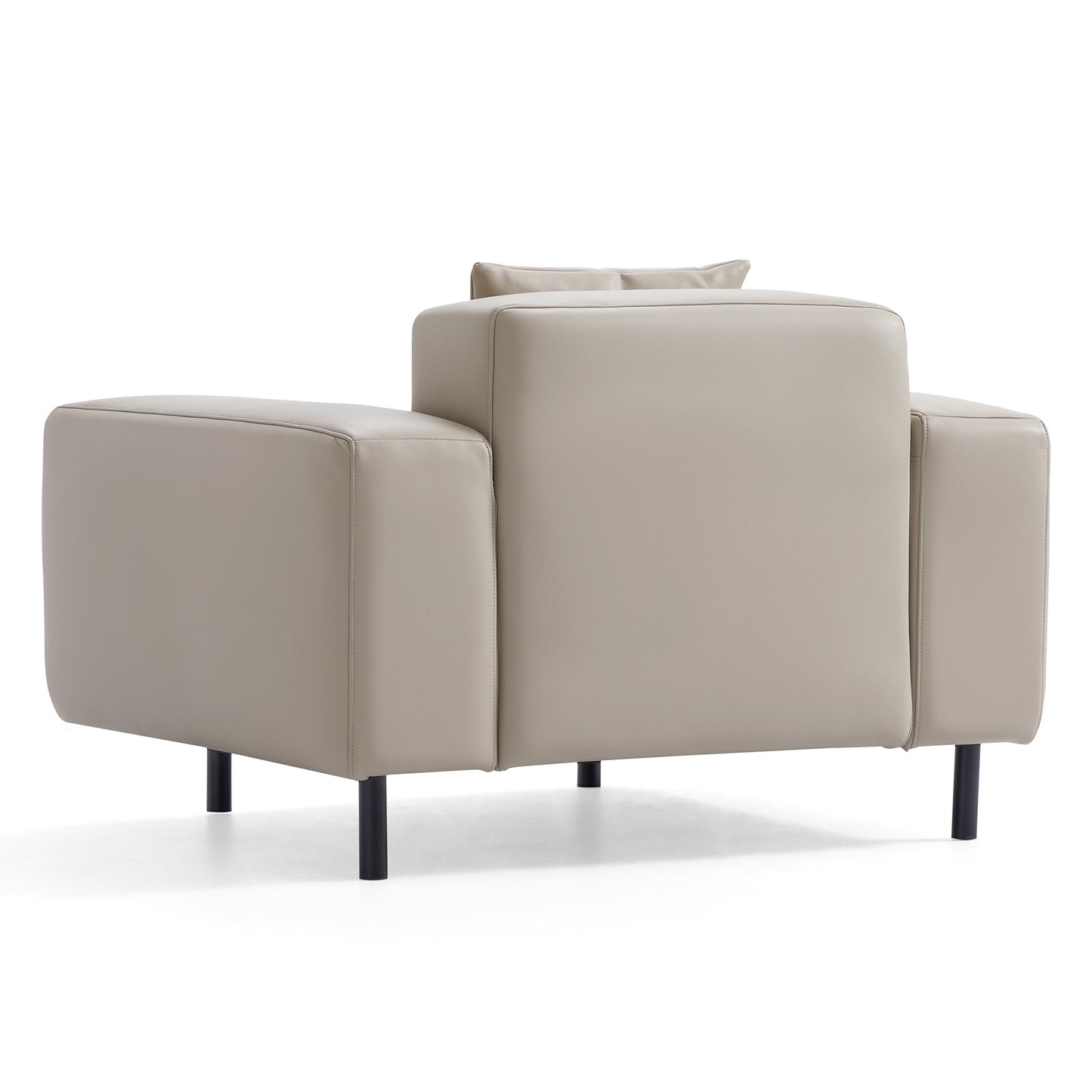 Noble Dark Gray Leather Armchair-Beige