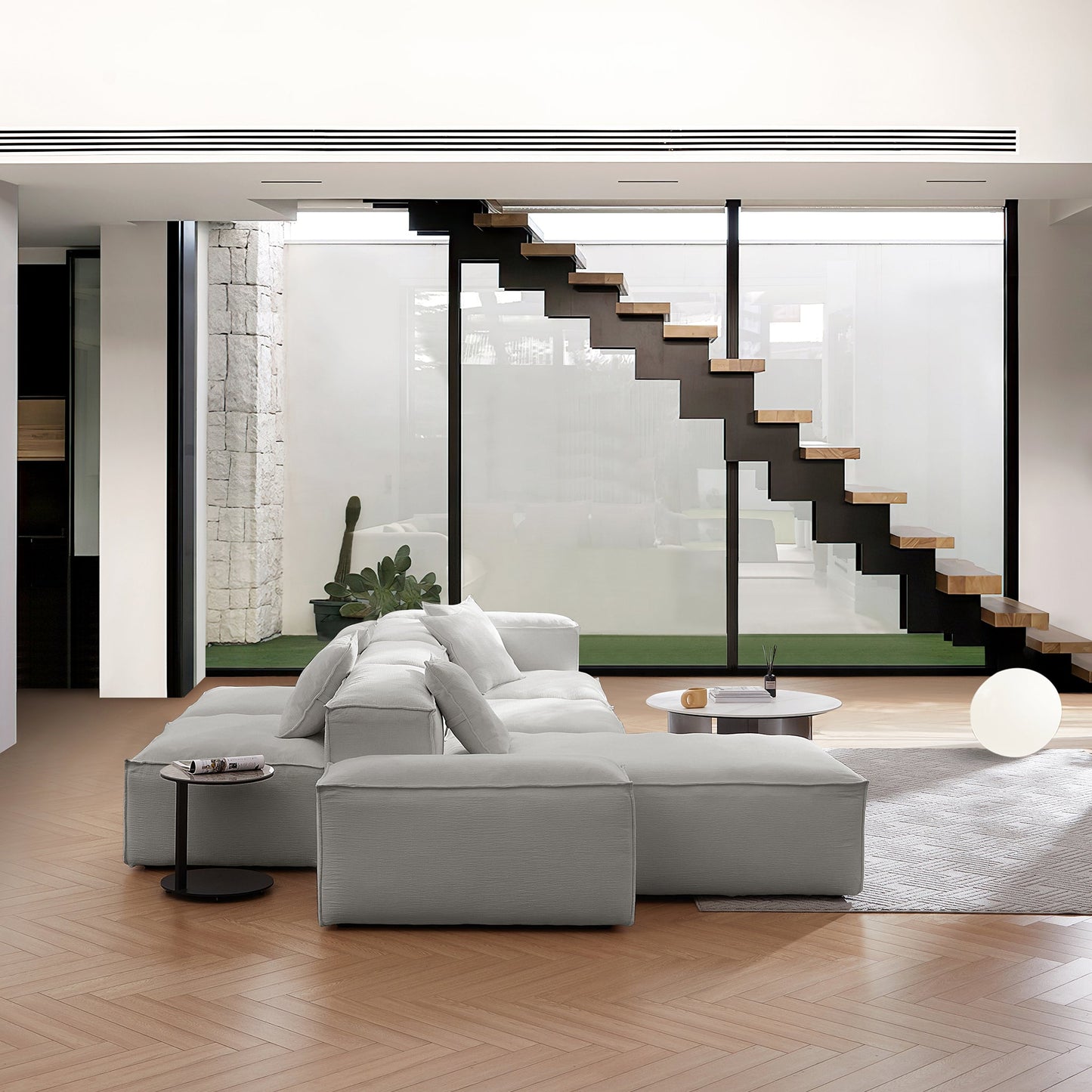 Freedom Modular Gray Double Sided Sectional Sofa-Gray
