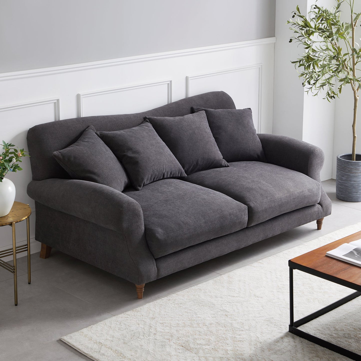 Isabelle Vintage Gray Fabric Sofa-Gray