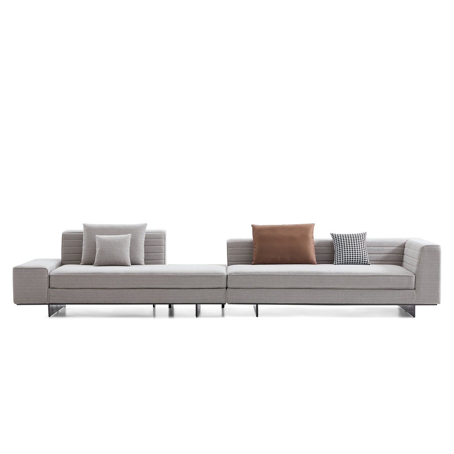 Brandy Channel Tufting Sectional with Coffee Table-Gray-173.2"