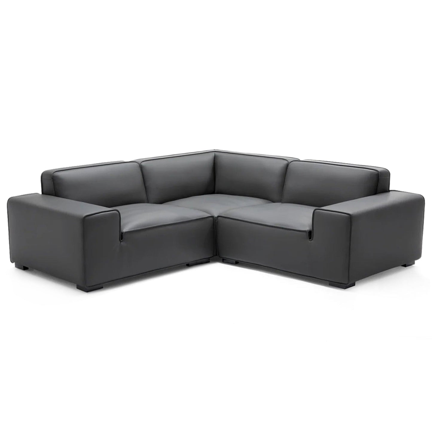 Domus Modular Dark Gray Leather L Shaped Sectional-Dark Gray-3 Seater(91.3")