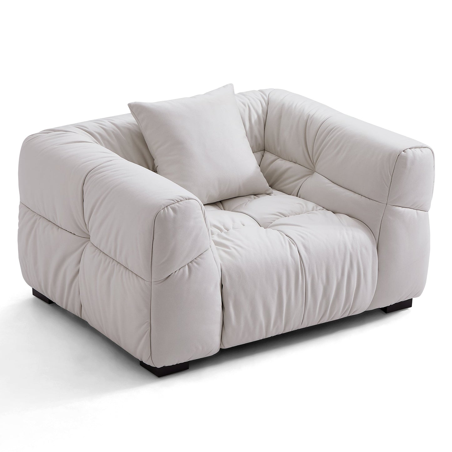 Boba Cream Leathaire Armchair-White