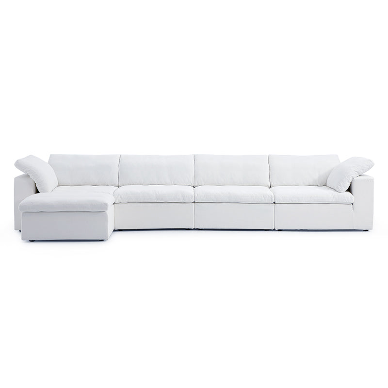 Tender Wabi Sabi Beige Sofa and Regular Ottoman-White-165.4"