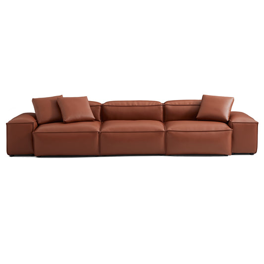 Cube Modular Brown Genuine Leather Sofa-hidden