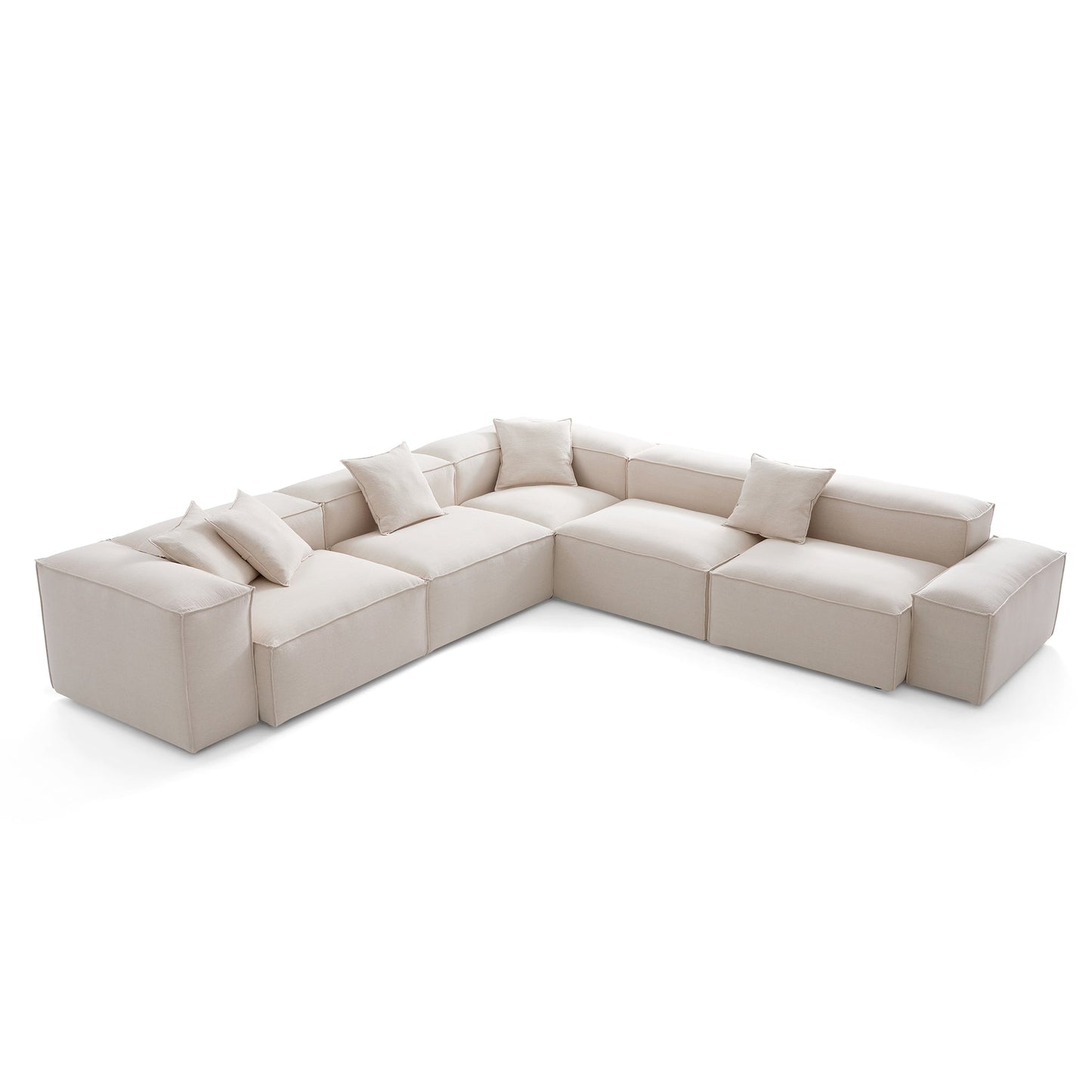 Freedom Modular Khaki Corner Sectional Sofa-Khaki-143.7"-Low & High