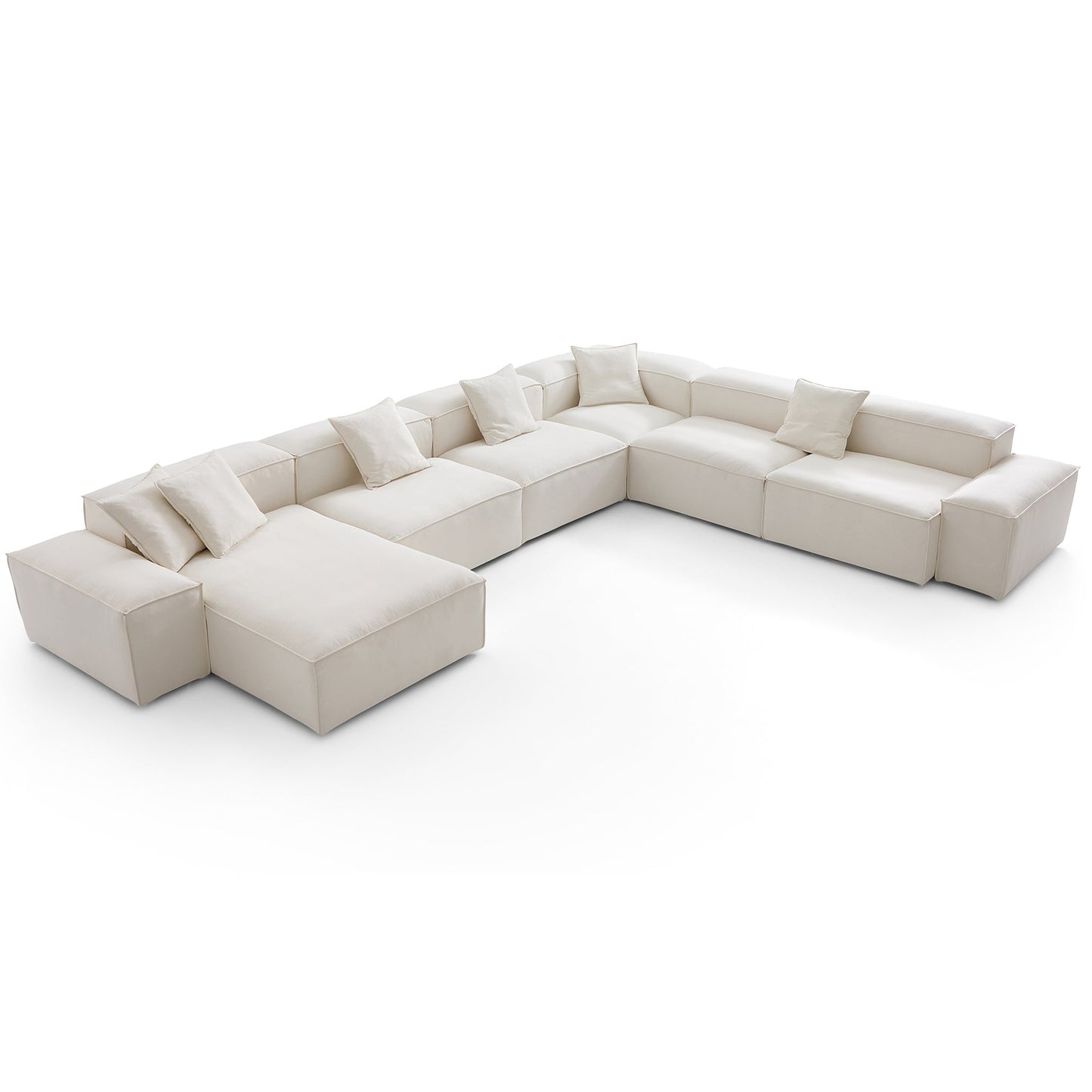 Freedom Modular Beige U Shaped Sectional Sofa-Beige-177.2"-Low