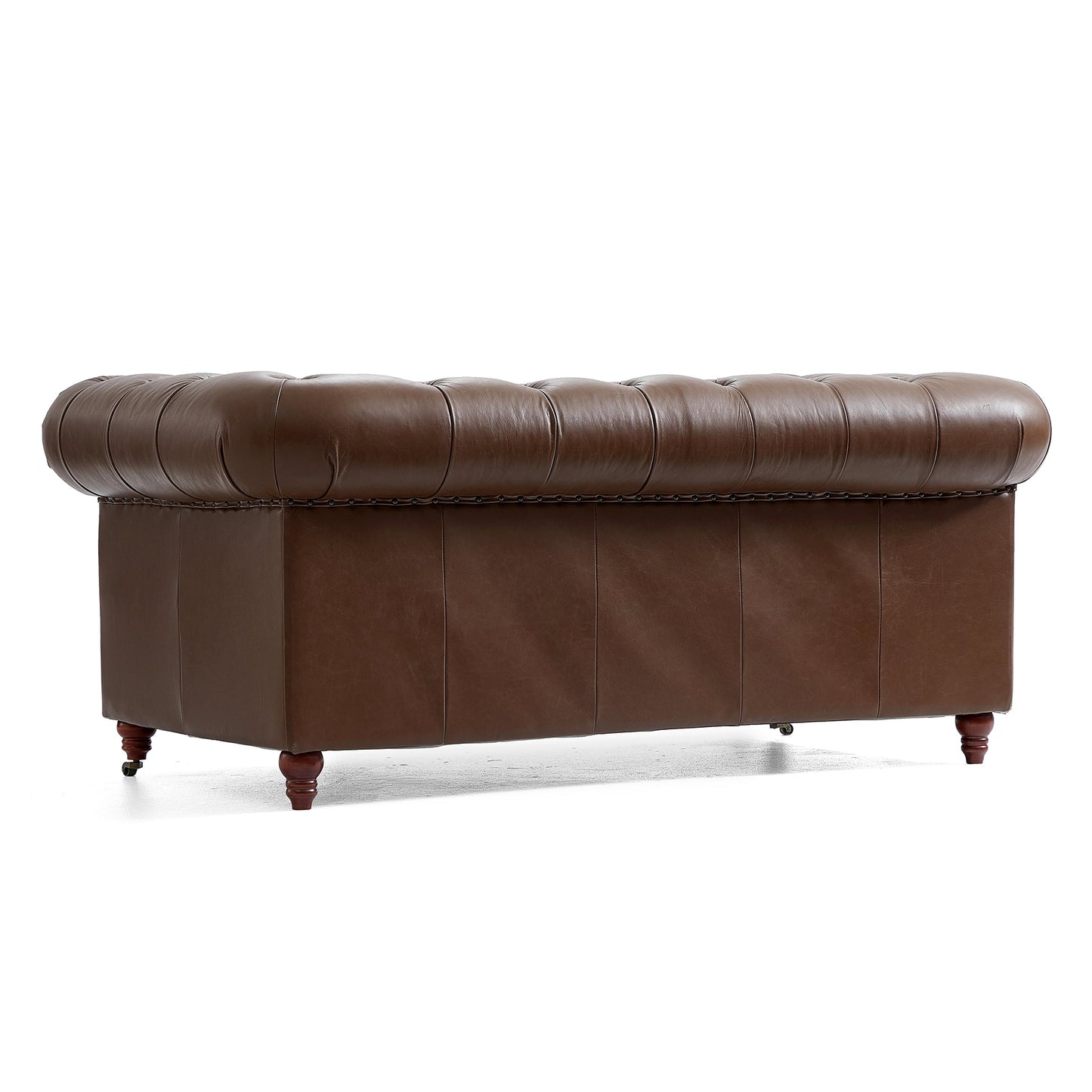 Durango Chesterfield Top Grain Leather Tufted Sofa-Brown