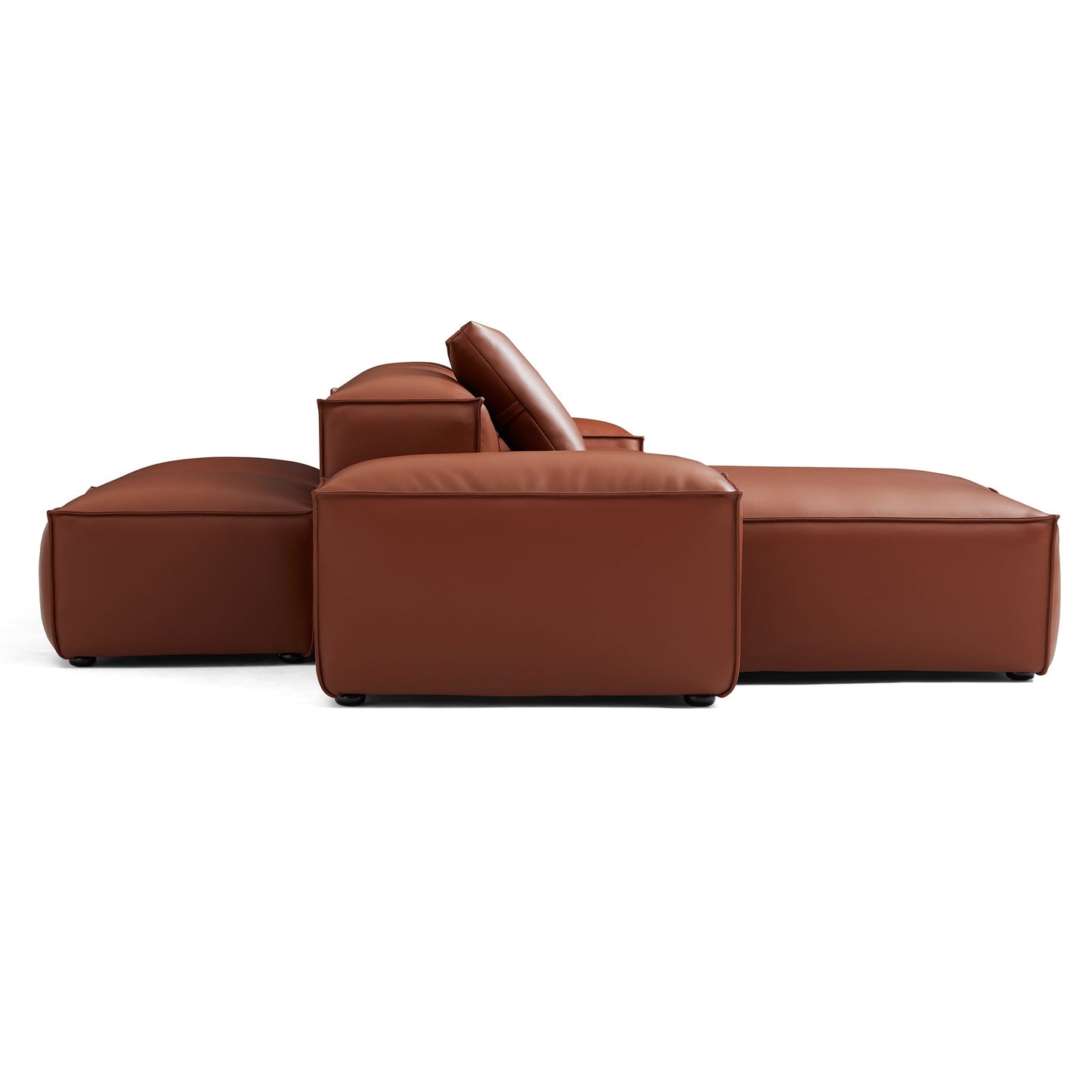 Cube Modular Brown Genuine Leather Double Sided Sectional-Brown-142.9"-Low