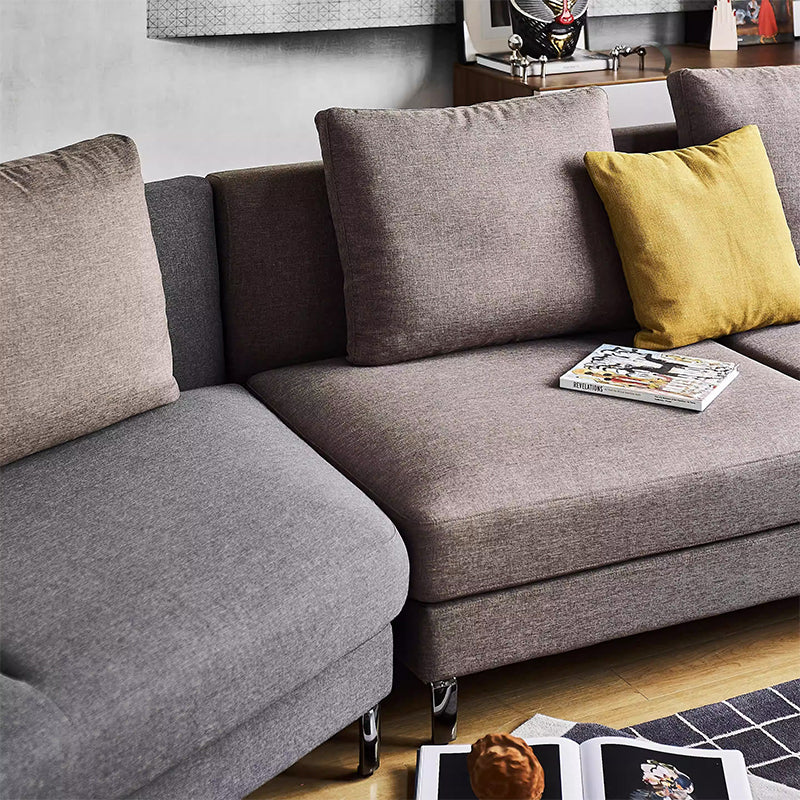 Peanut Dual Tone Curved Sectional-Gray & Brown