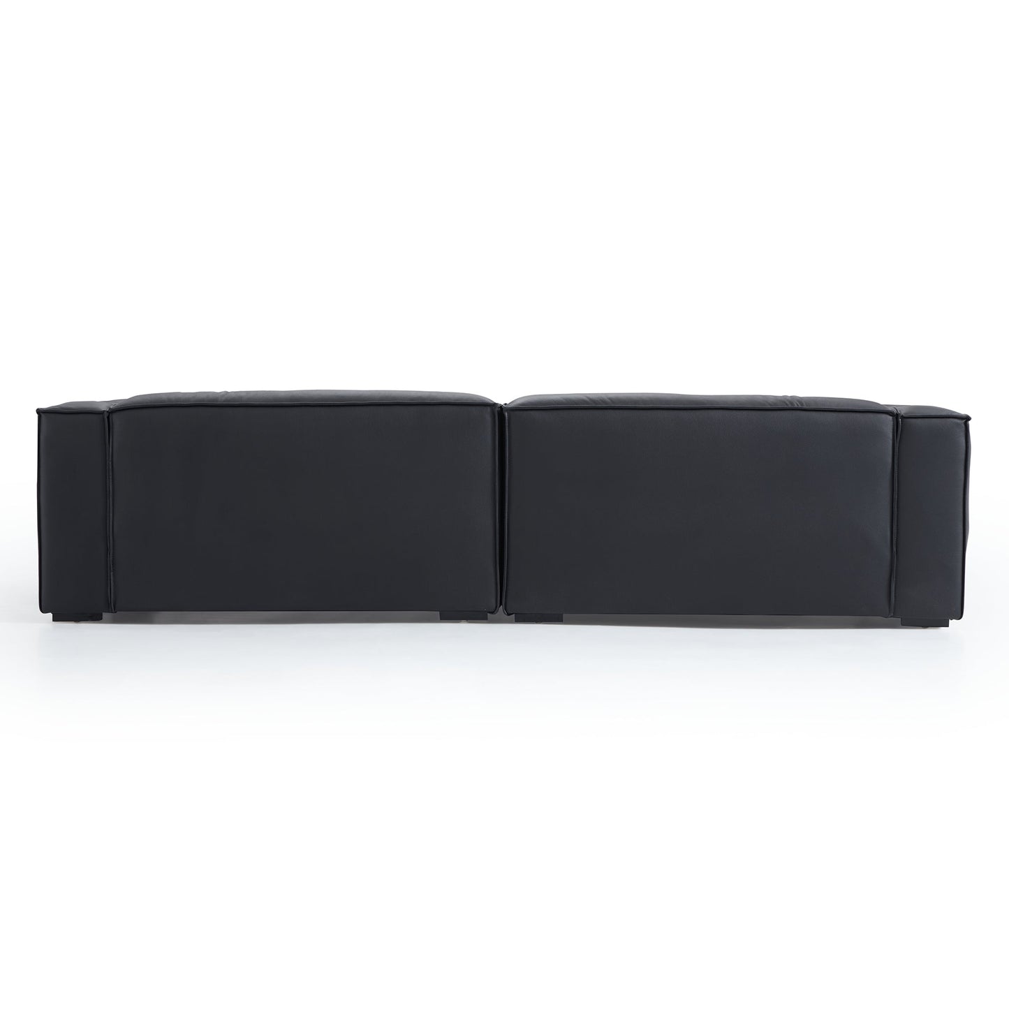 Luxury Minimalist Black Leather Daybed Sofa-Black-111.8"