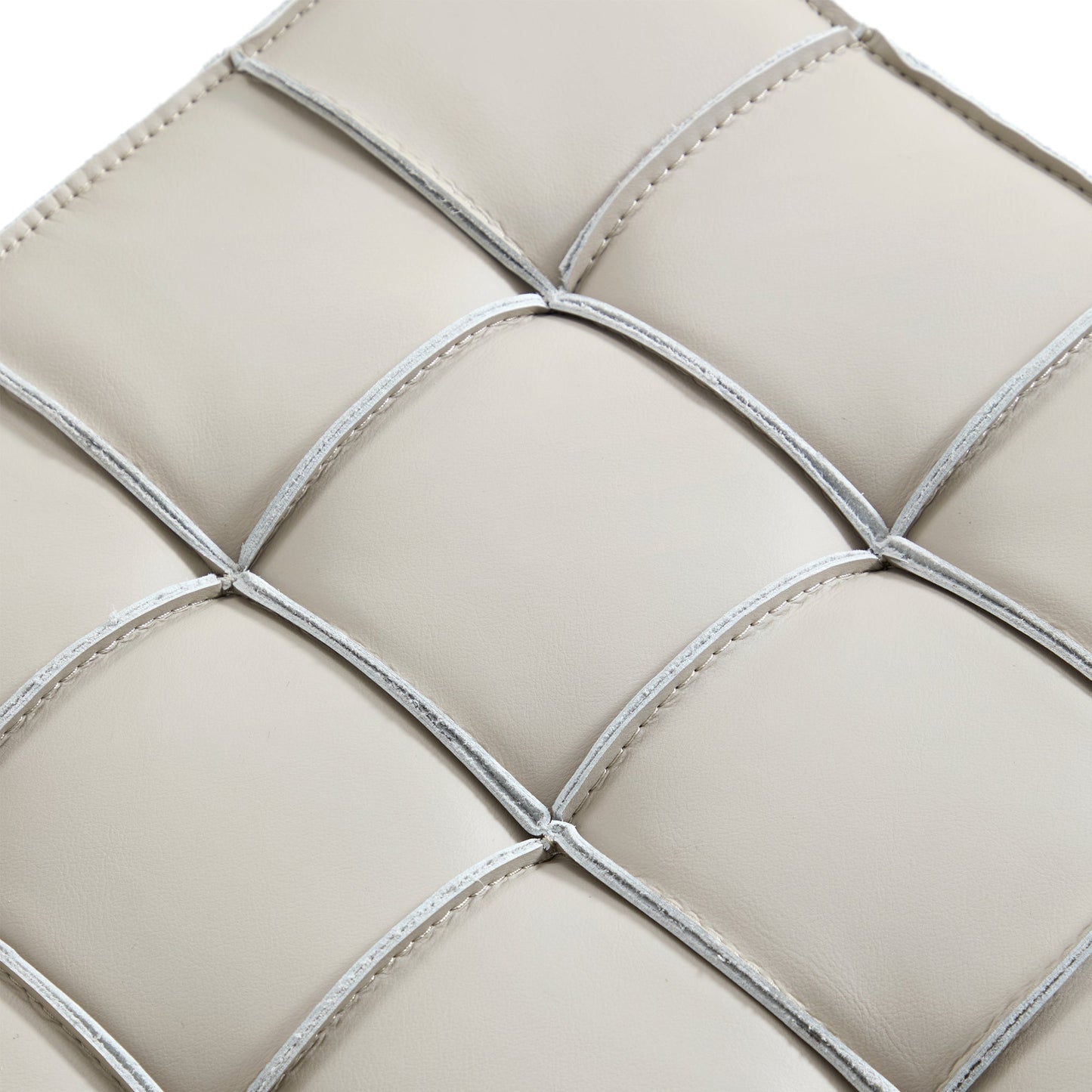 Monarch Leather Tufted Cube Pouf-Beige