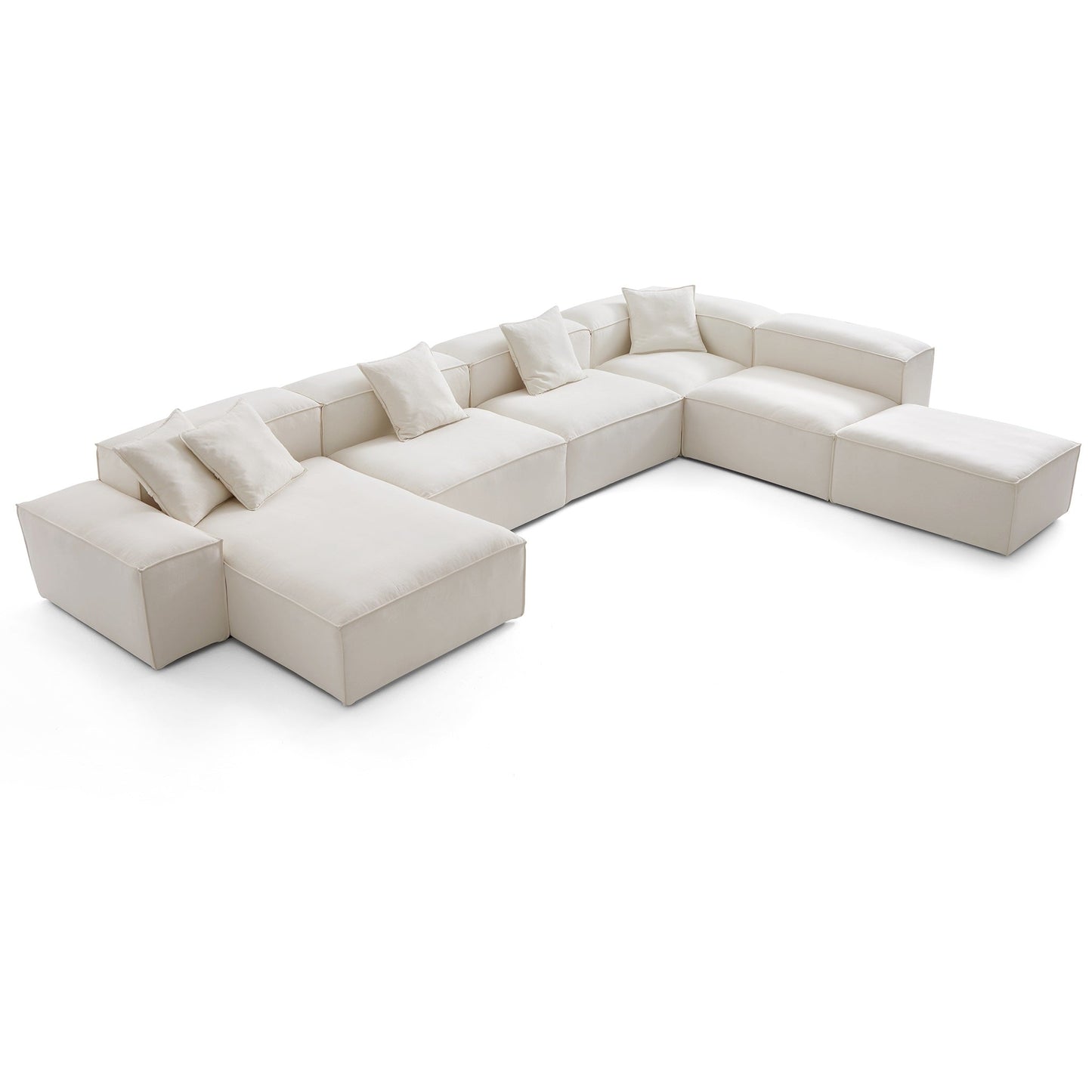 Freedom Modular Beige Open End Sectional Sofa-Beige-177.2"-Low