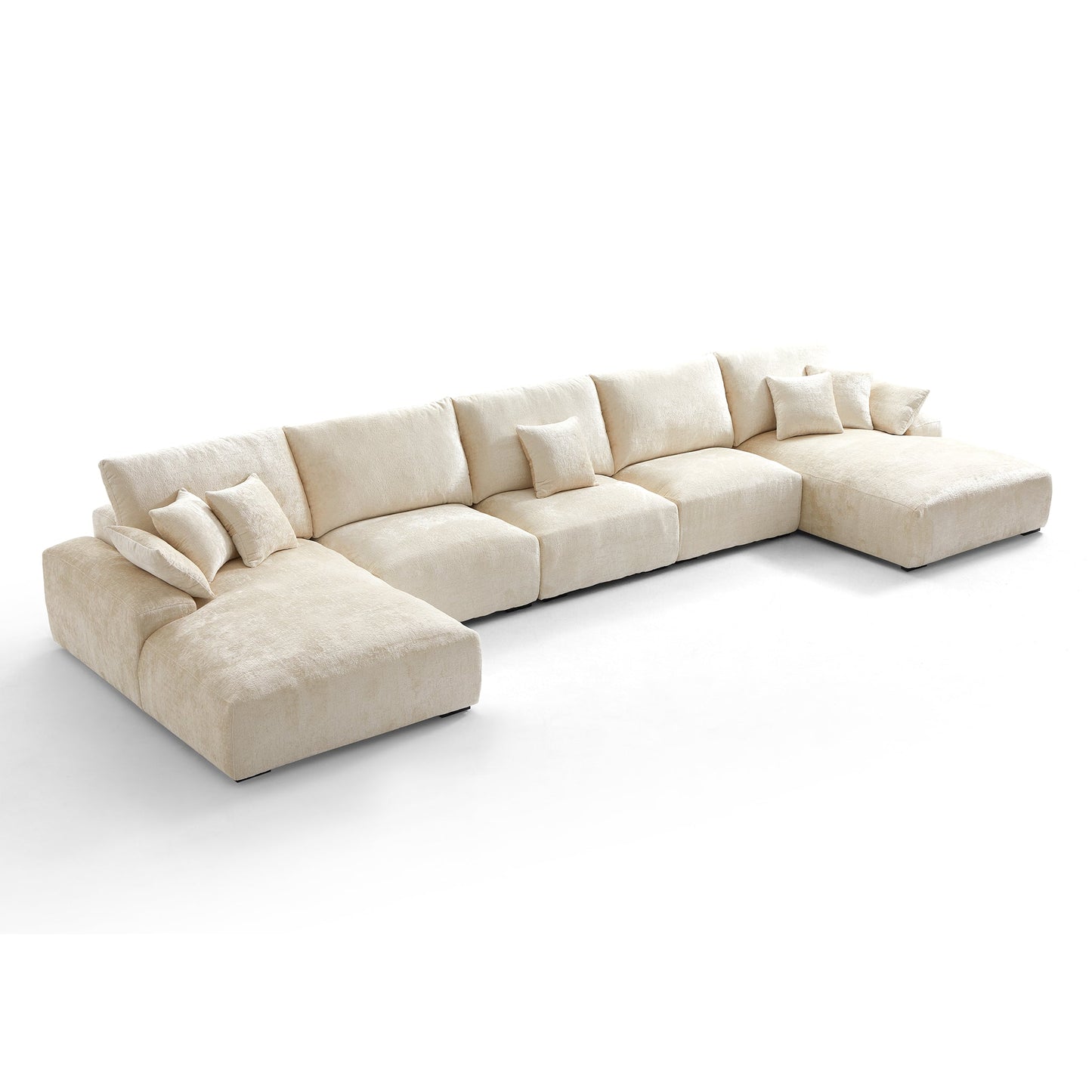 The Empress Beige U Shaped Sectional Sofa-Beige-196.9″