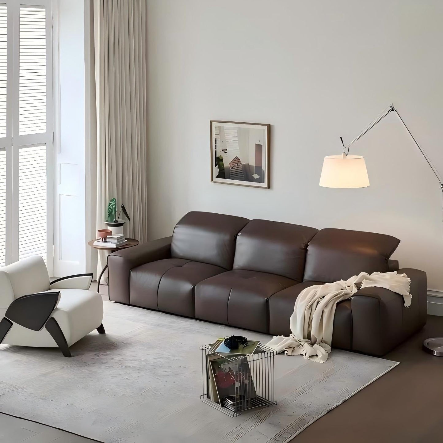 Nero Brown Recliner Leather Lounge Sofa-Brown