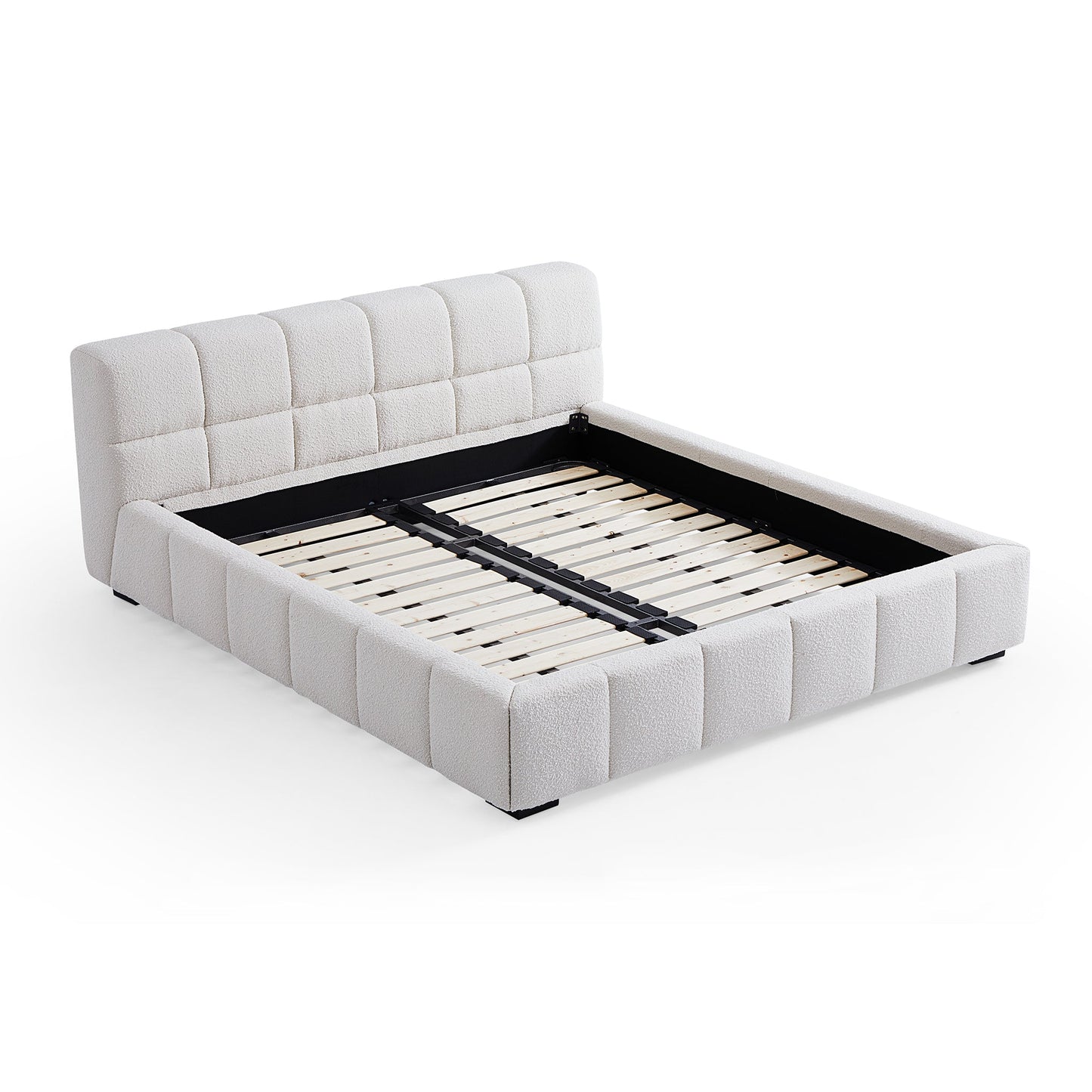 Cushy Boucle Fabric Bed-White