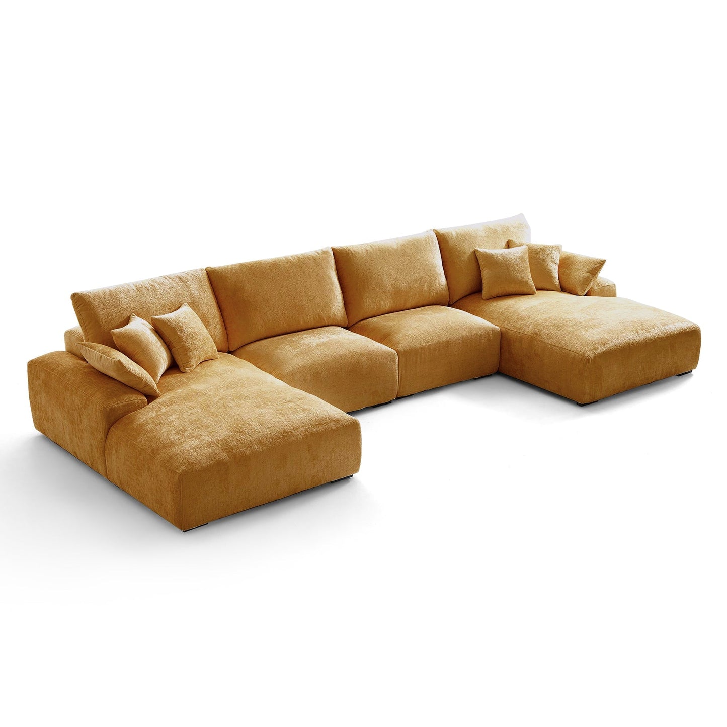The Empress Beige U Shaped Sectional Sofa-Yellow-161.4"