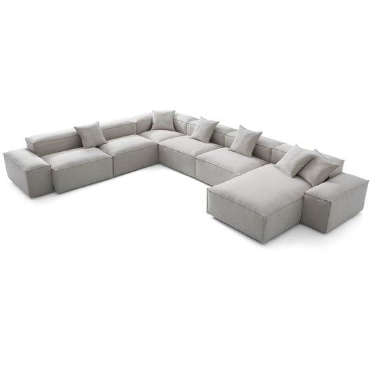 Freedom Modular Gray U Shaped Sectional Sofa-Gray-177.2"-Low