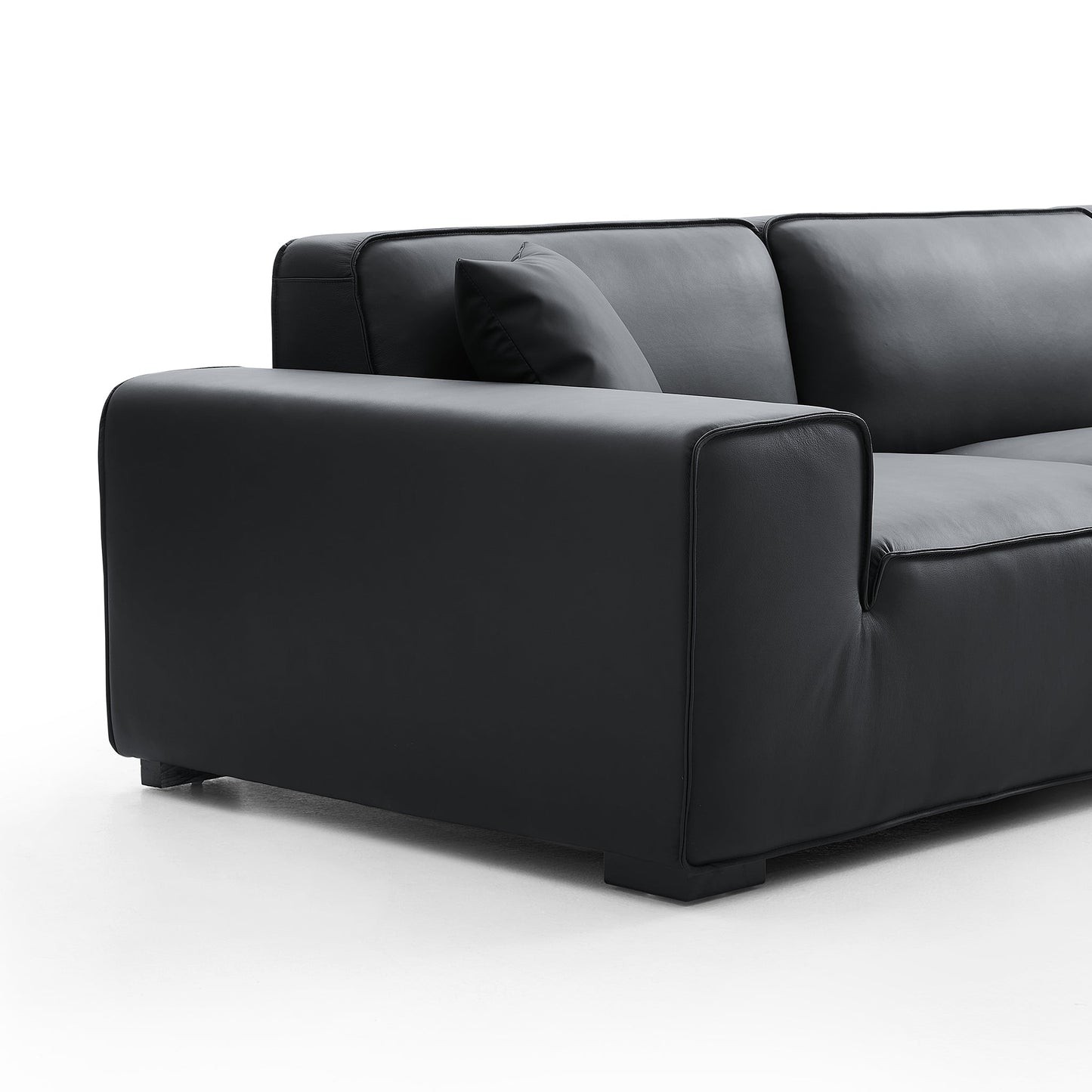 Domus Modular Black Leather Sectional Sofa-Black