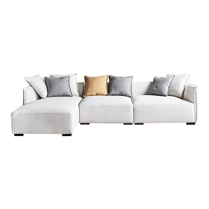 Serene Beige Fabric Sectional-Beige-118.1"-Facing Left