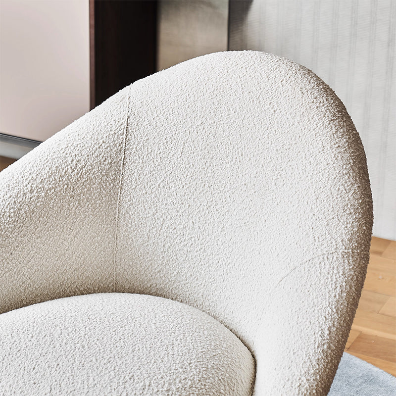 Calla Beige Boucle Fabric Swivel Chair-White