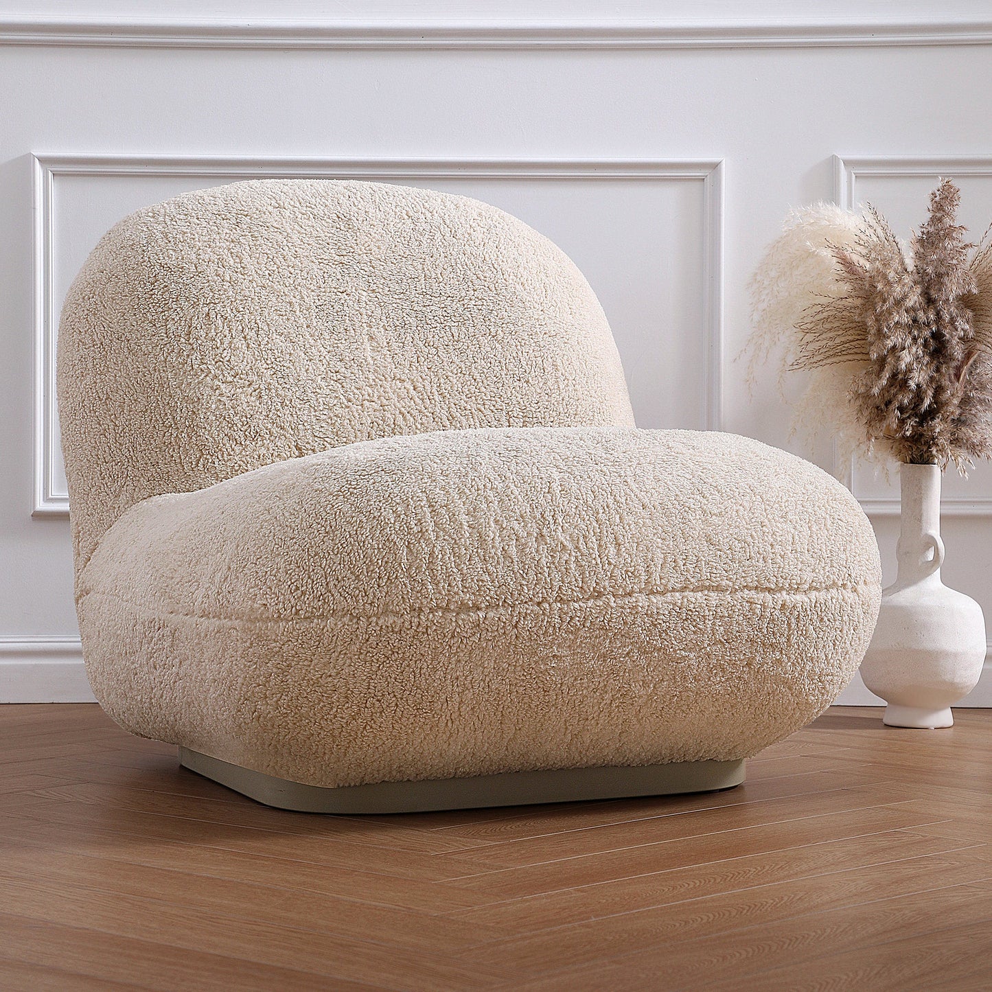 Puff Gray Accent Chair-Beige