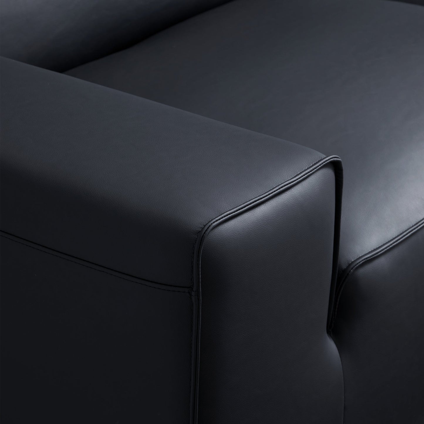 Domus High Back Modular Leather Sofa-Black