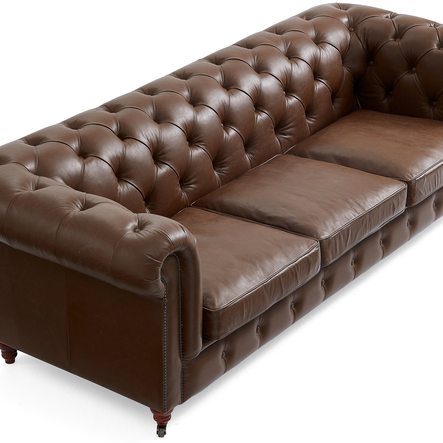 Durango Chesterfield Top Grain Leather Tufted Sofa-Brown
