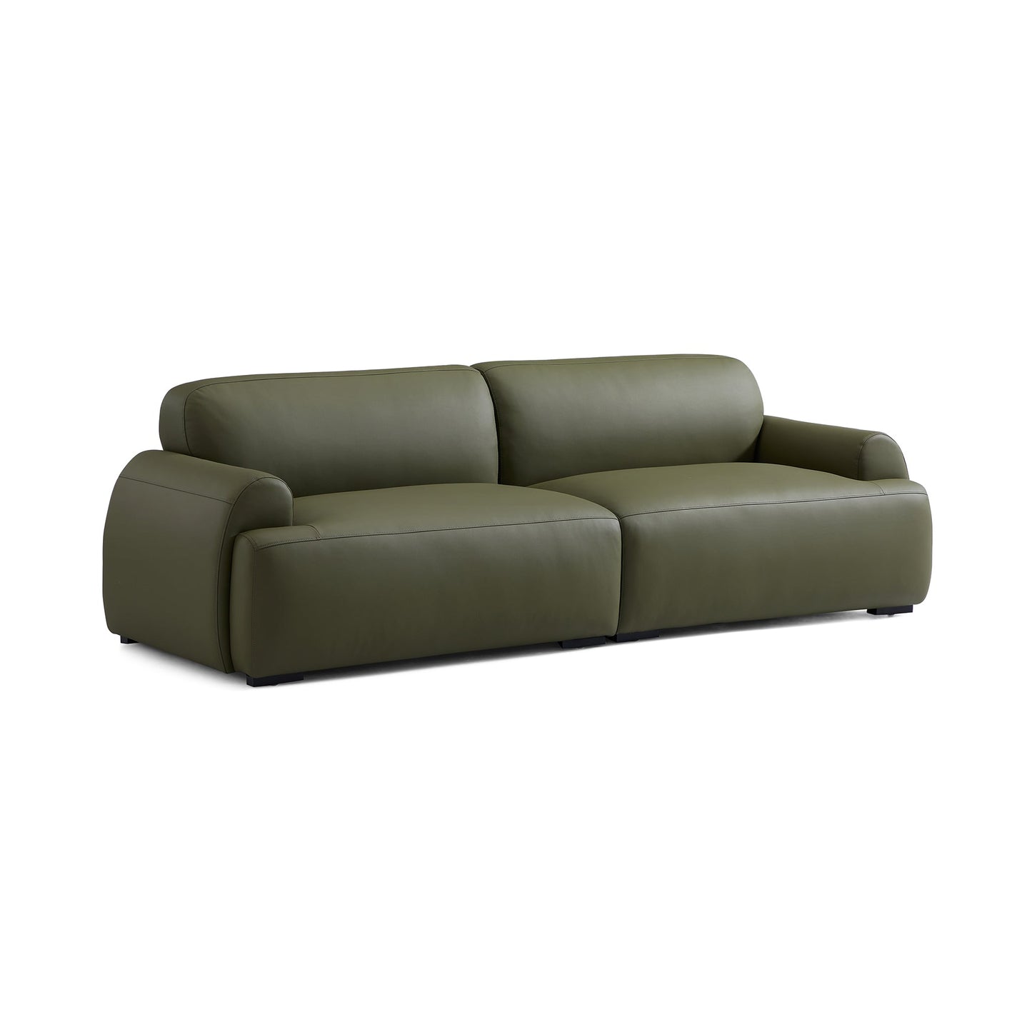 Brenley Modern Italian Leather Sofa-Olive