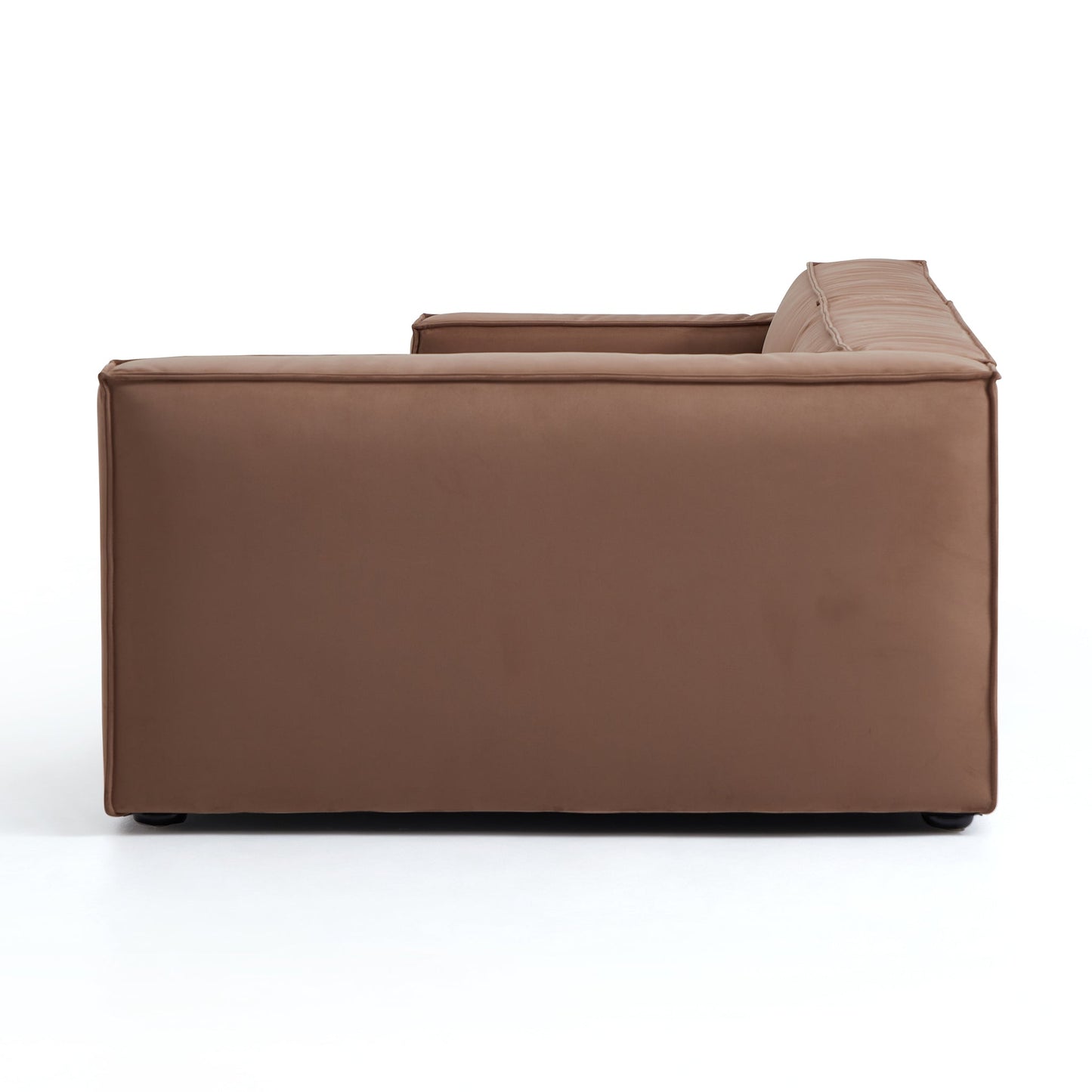 Luxury Minimalist Brown Fabric Sectional and Ottoman-Brown