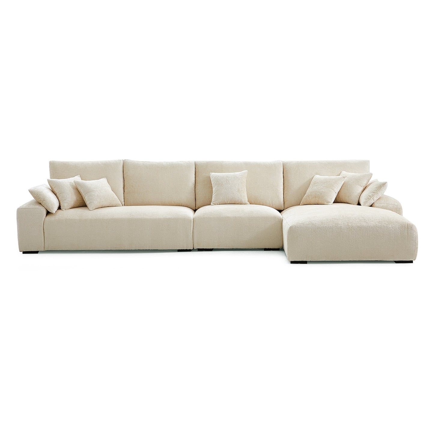 The Empress Gray Sectional-Beige-150.8"-Facing Right