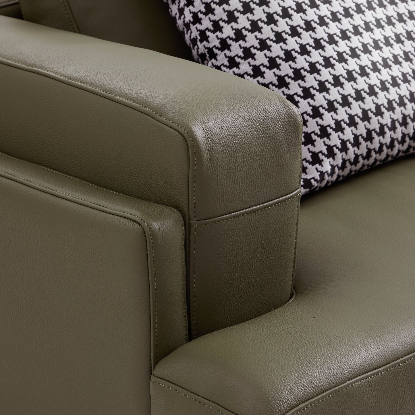 Olivia Top Grain Genuine Leather Sofa-Olive