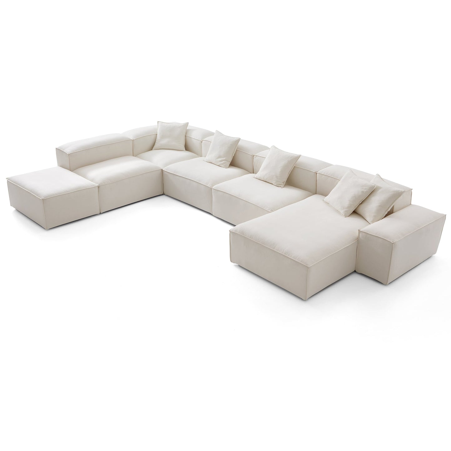 Freedom Modular Beige Open End Sectional Sofa-Beige-177.2"-Low