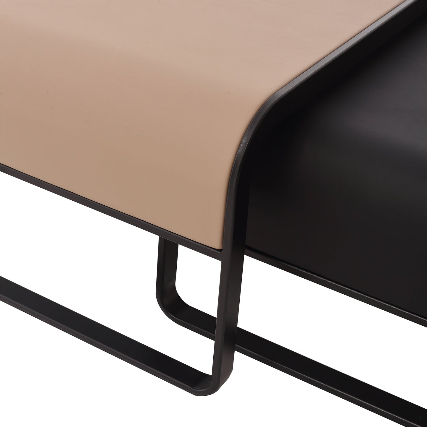 Modern Duet Coffee Table Set-39.4″ & 31.5″-Khaki & Black