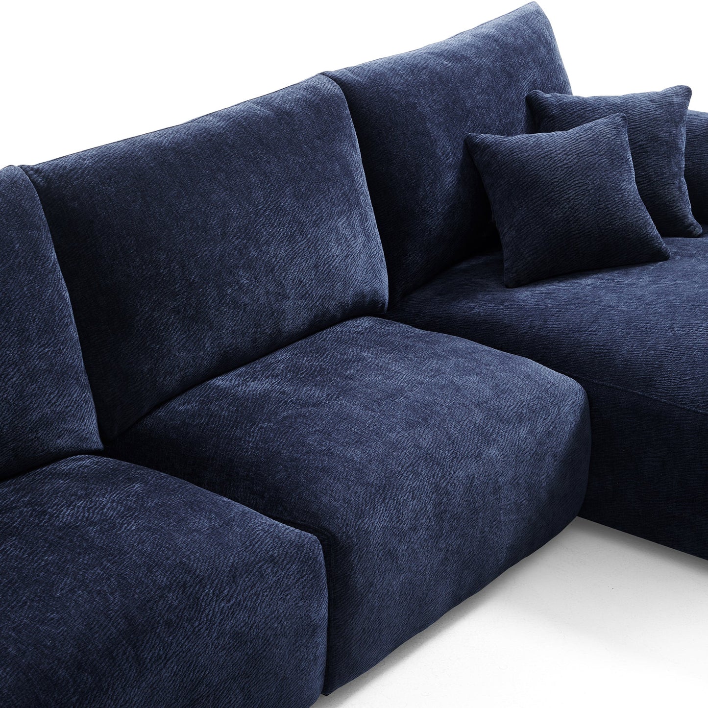 The Empress Navy Blue Sectional-Navy Blue-133.9"-Facing Right