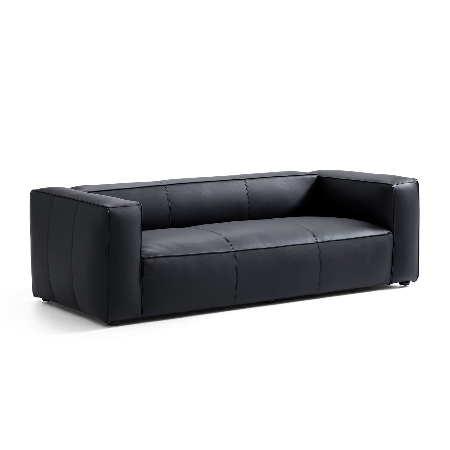 Brancaster Black Genuine Leather Tuxedo Sofa-Black