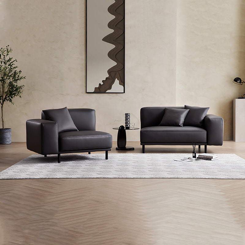 Noble Dark Gray Leather Sofa-Dark Gray