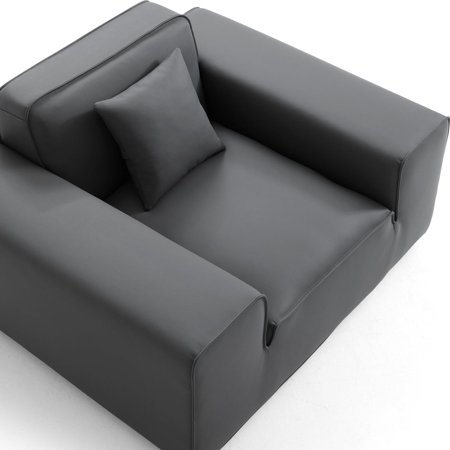Domus Modular Beige Leather Armchair-Dark Gray