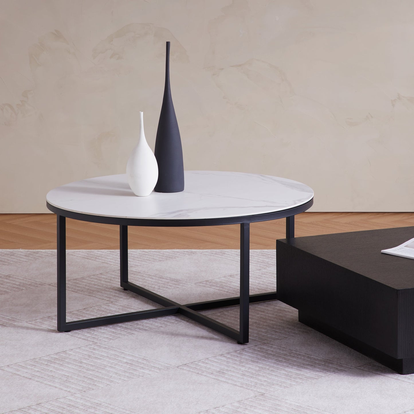 Clarence Round & Square Coffee Table Set-31.5″ & 27.6″